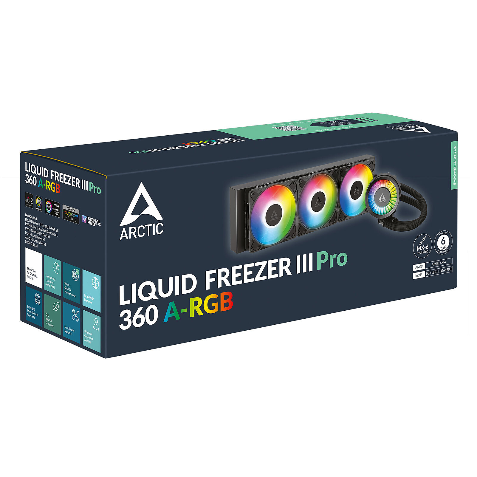 DISSIPATORE A LIQUIDO ARTIC LIQUID FREEZER III 360 A-RGB BLACK, 3XFANS 12CM 2800RPM, COMPATIBILE CON TUTTI I SOCKET